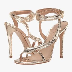 SCHUTZ PLATINA Elegant Gold Strappy Heels